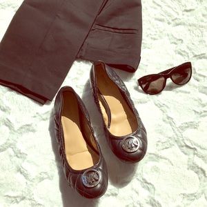 Michael Kors Quilted Black Leather Flats Size 10